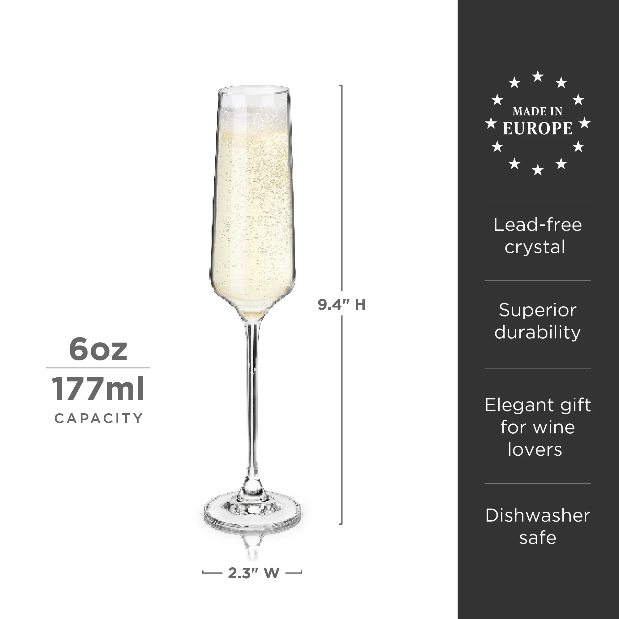 Reserve Inez Crystal Champagne Flutes Set of 4 - Image 6