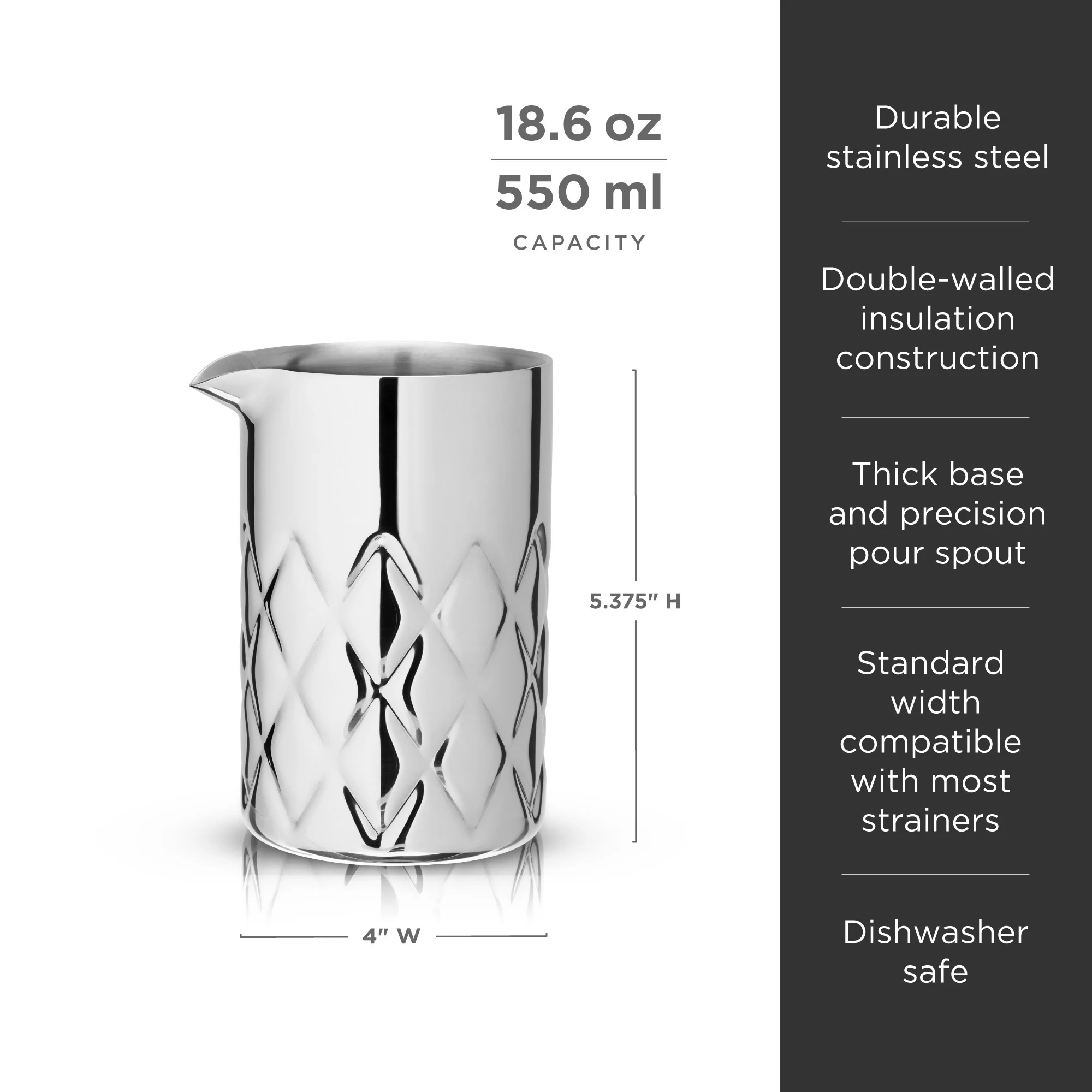 Harrison Stainless Steel Double-Walled Mixing Glass - Image 6