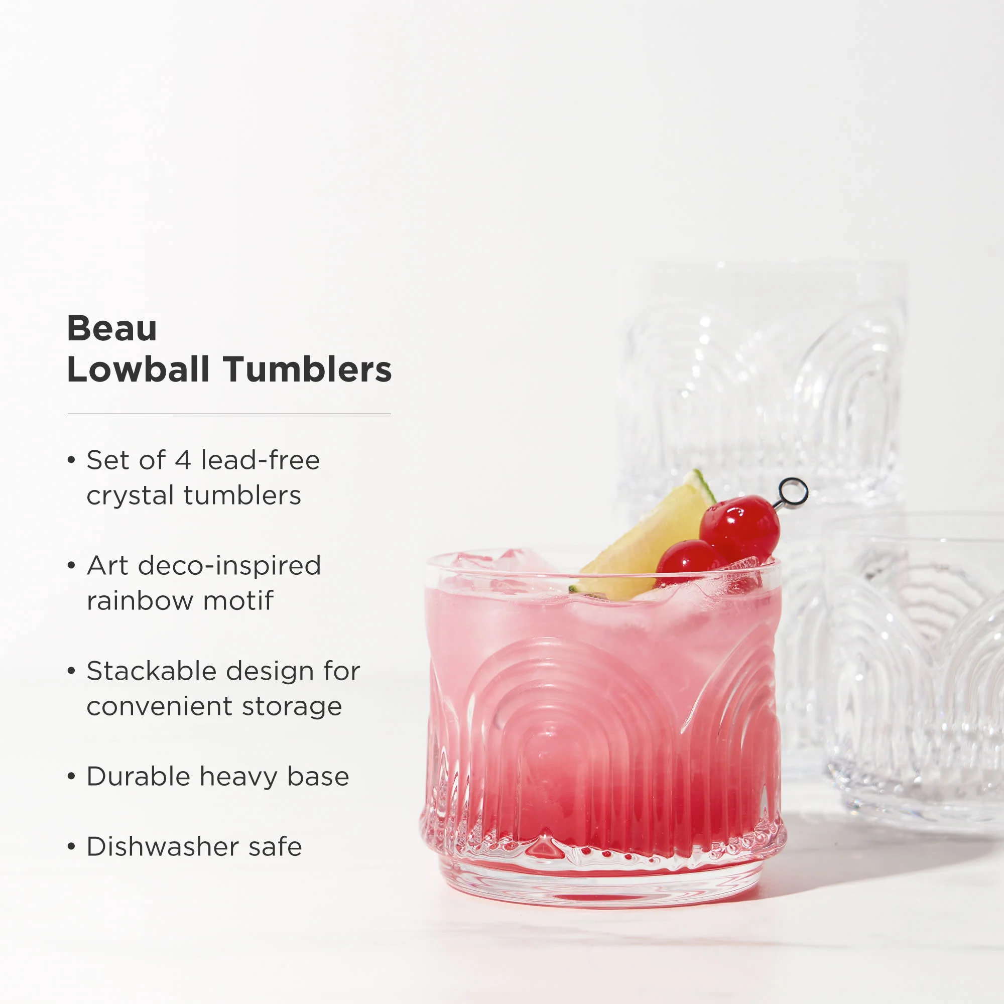 Beau Crystal Lowball Tumblers, Set of 4 - Image 5