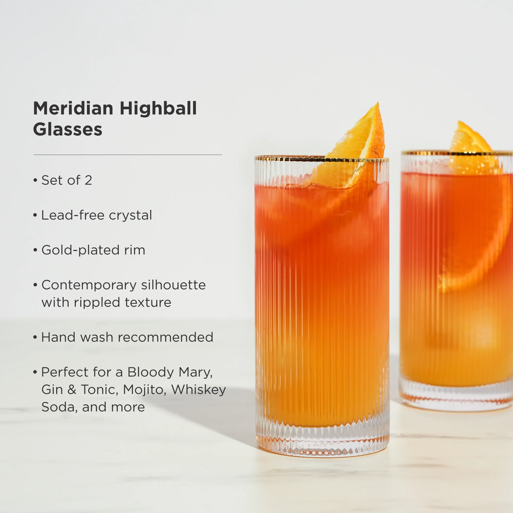 Meridian Crystal Highball Glasses Set of 2 - Image 5