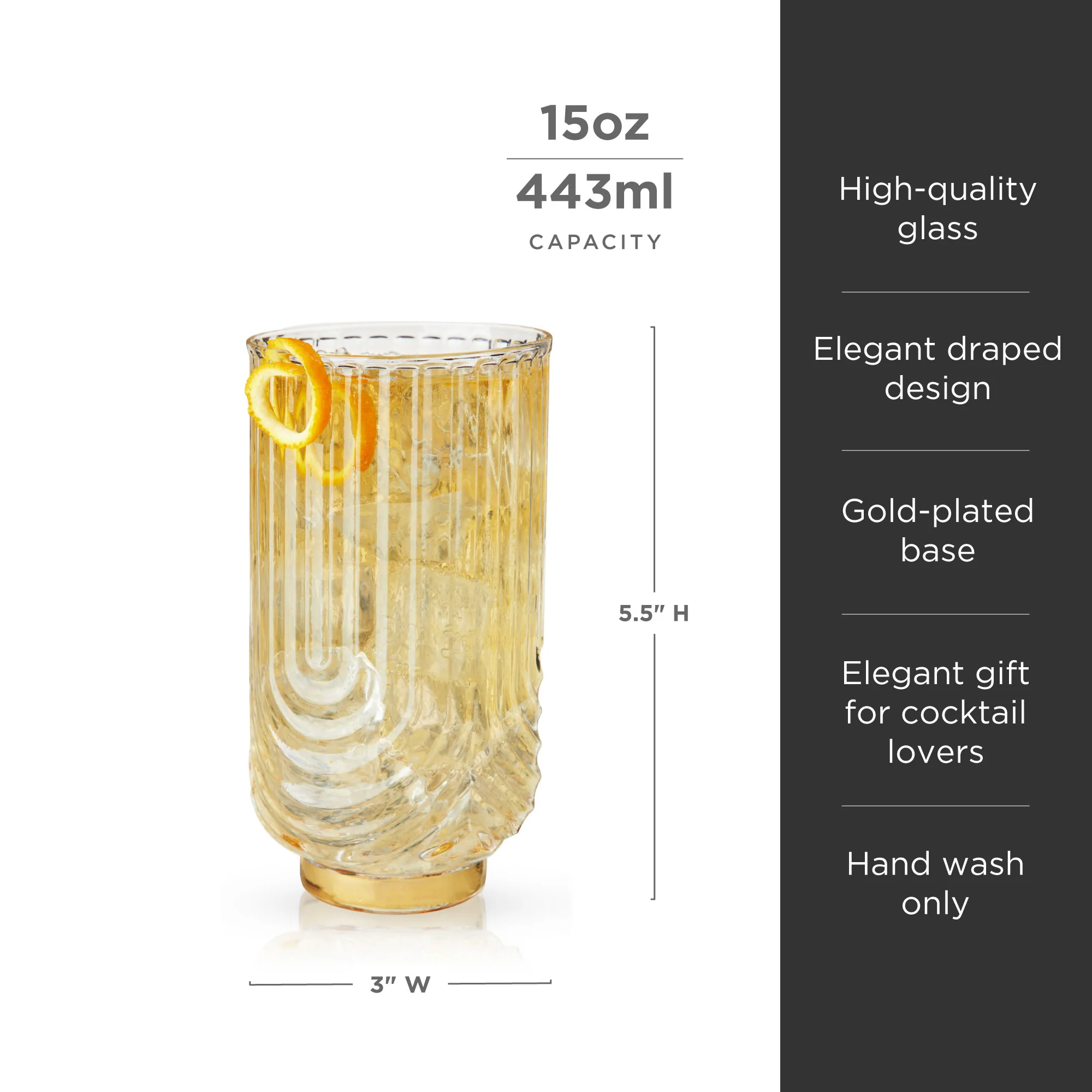 Gatsby Highball Glasses Set of 2 - Image 6