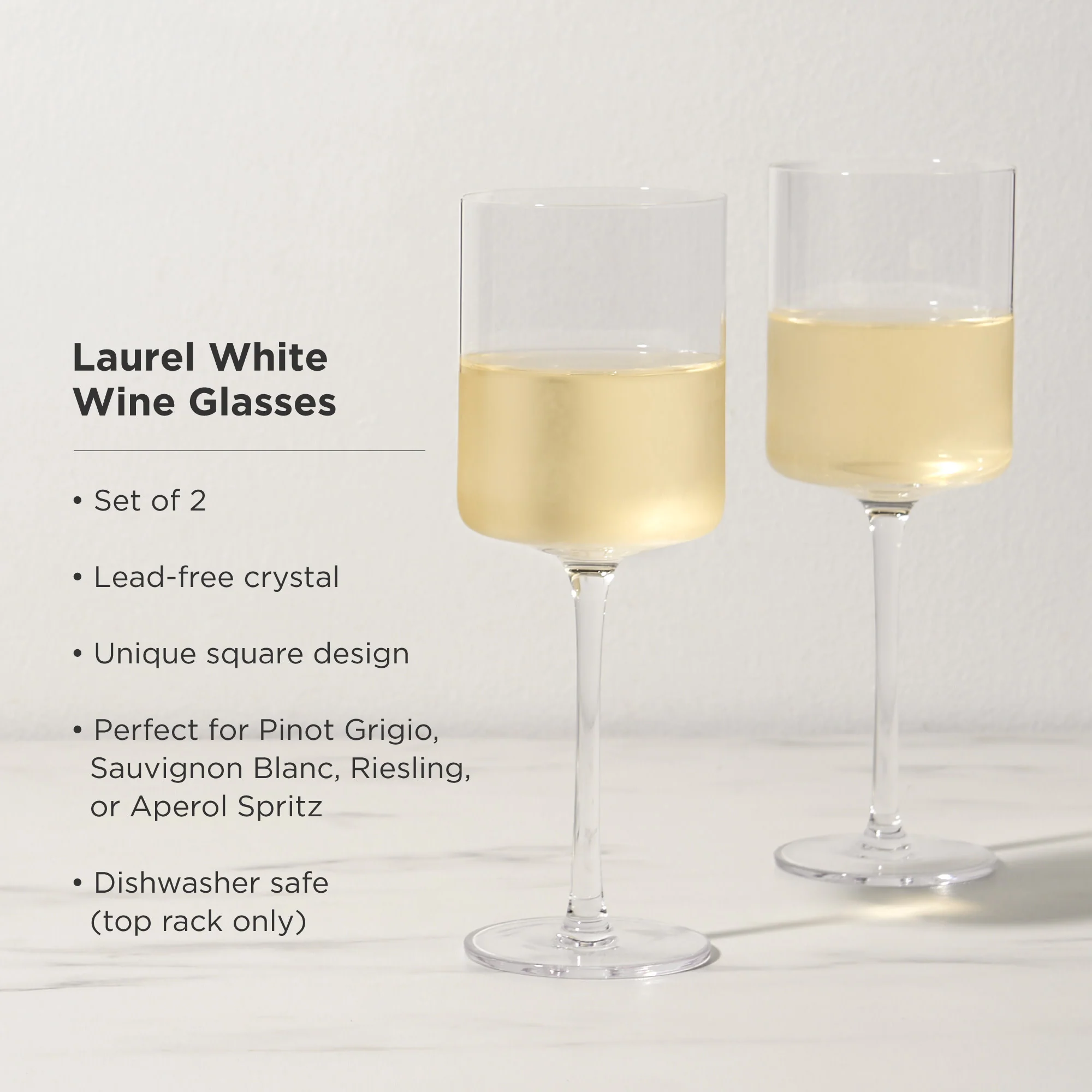 Laurel Crystal White Wine Glasses Set of 2 - Image 5