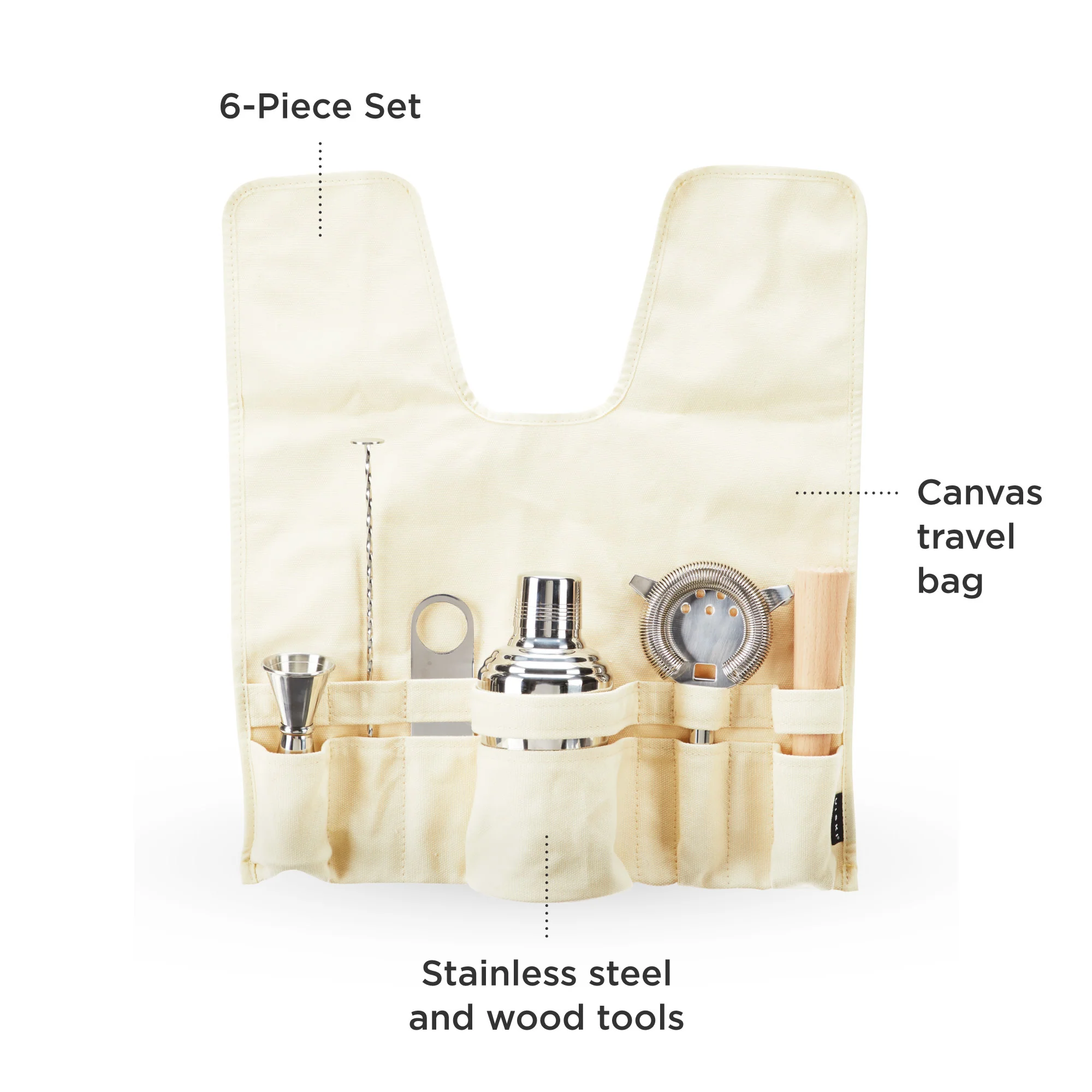 7-Piece Stainless Steel Travel Barware Set - Image 5
