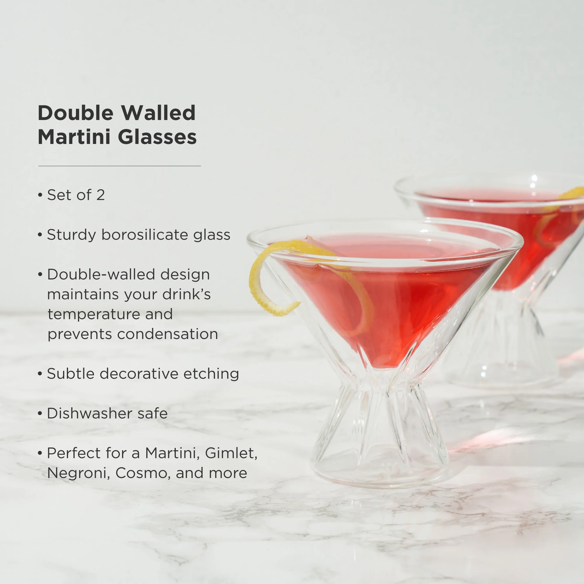 Double Walled Martini Glasses - Image 5