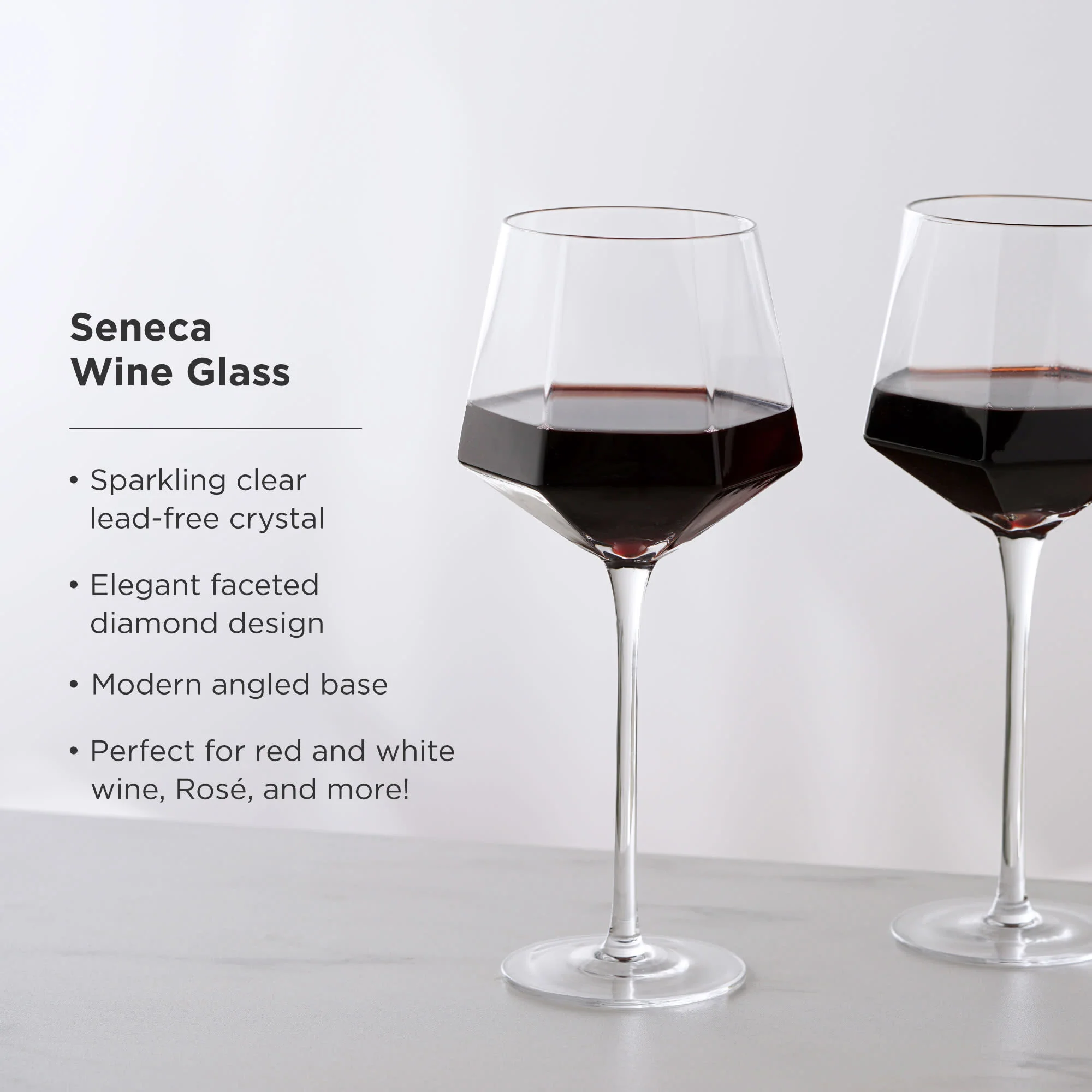 Seneca Diamond Crystal Wine Glasses Set of 2 - Image 5