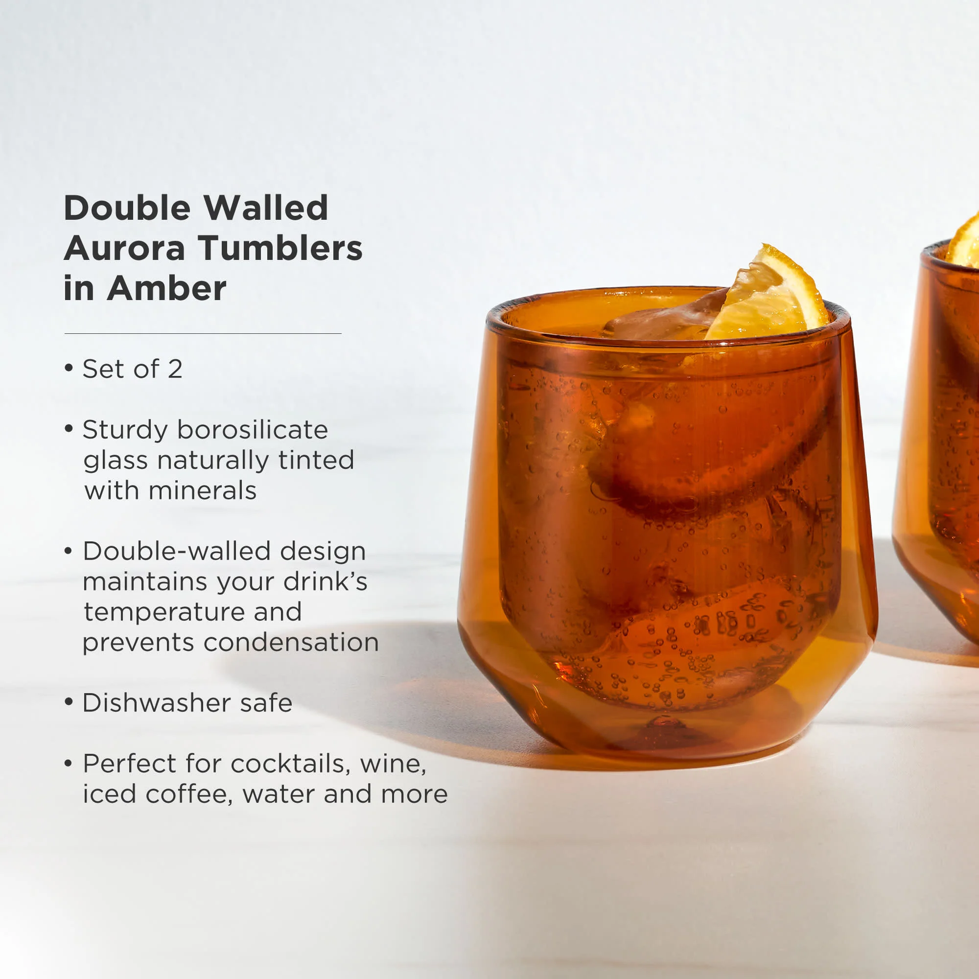 Aurora Double-Walled Tumblers in Amber Set of 2 - Image 4