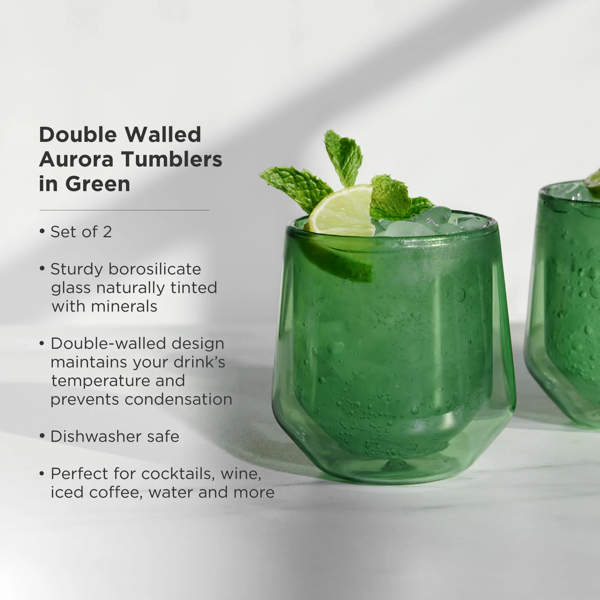 Aurora Double-Walled Tumblers in Green Set of 2 - Image 5