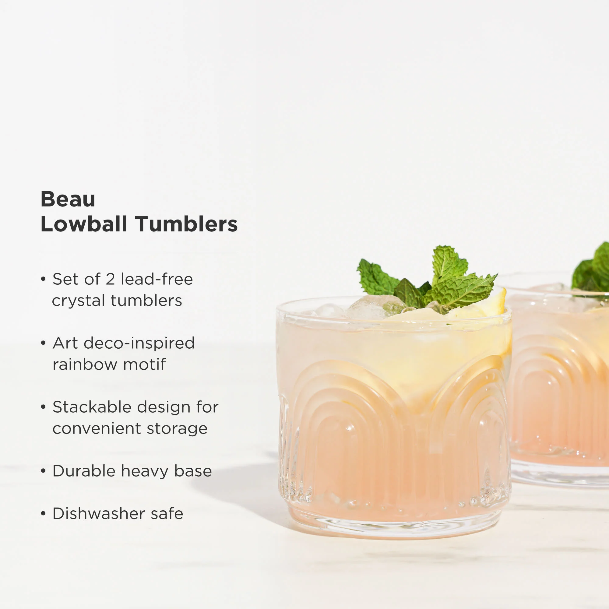 Beau Crystal Lowball Tumblers, Set of 2 - Image 5