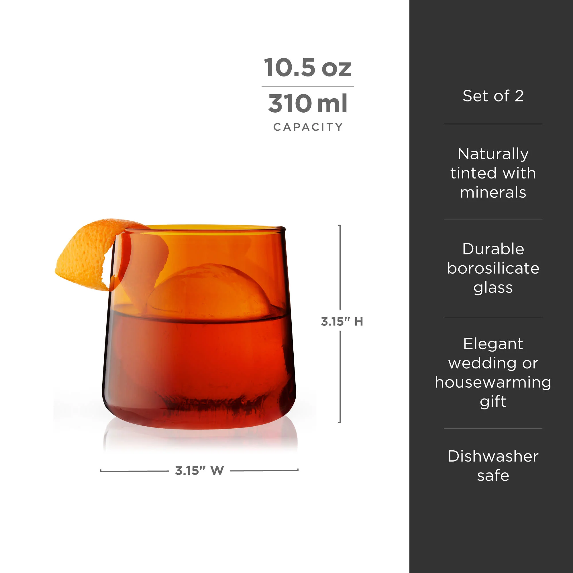 Aurora Amber Cocktail Tumblers, Set of 2 - Image 5
