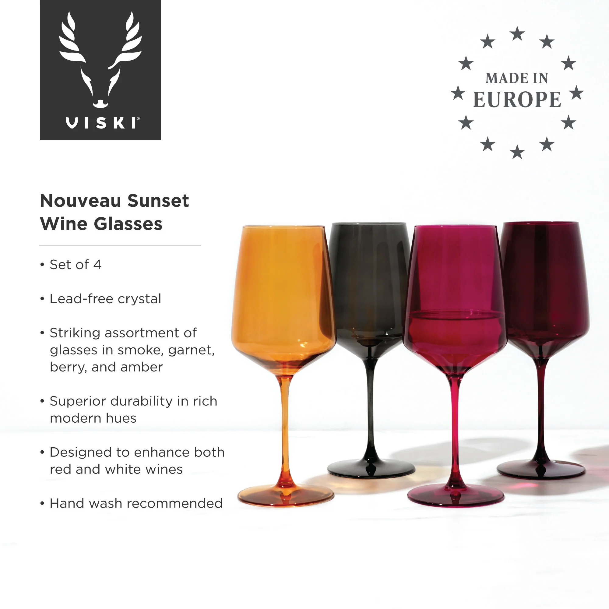 Reserve Nouveau Crystal Wine Glasses in Sunset Set of 4 - Image 5