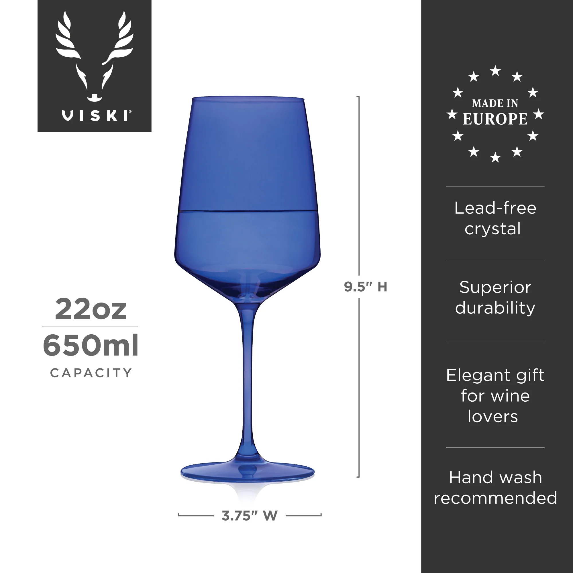 Reserve Nouveau Crystal Wine Glasses in Cobalt Set of 2 - Image 6