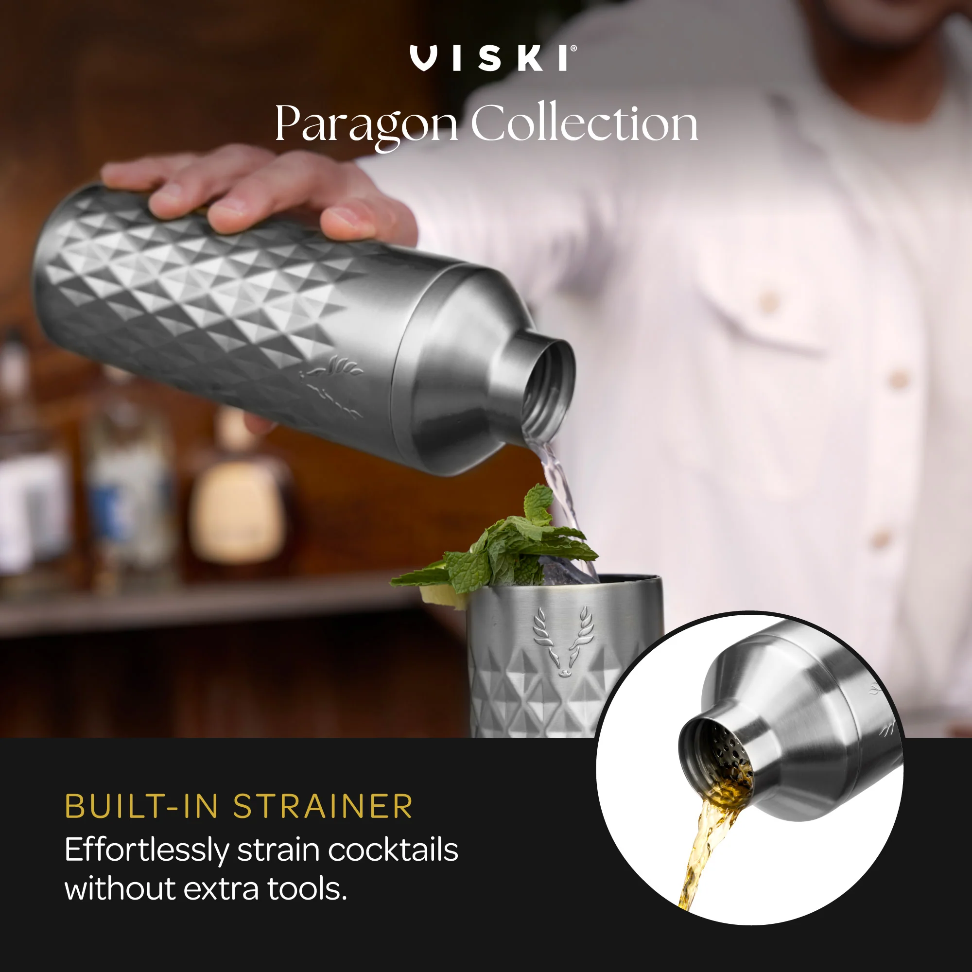 Paragon Stainless Steel Cocktail Shaker in Platinum - Image 7