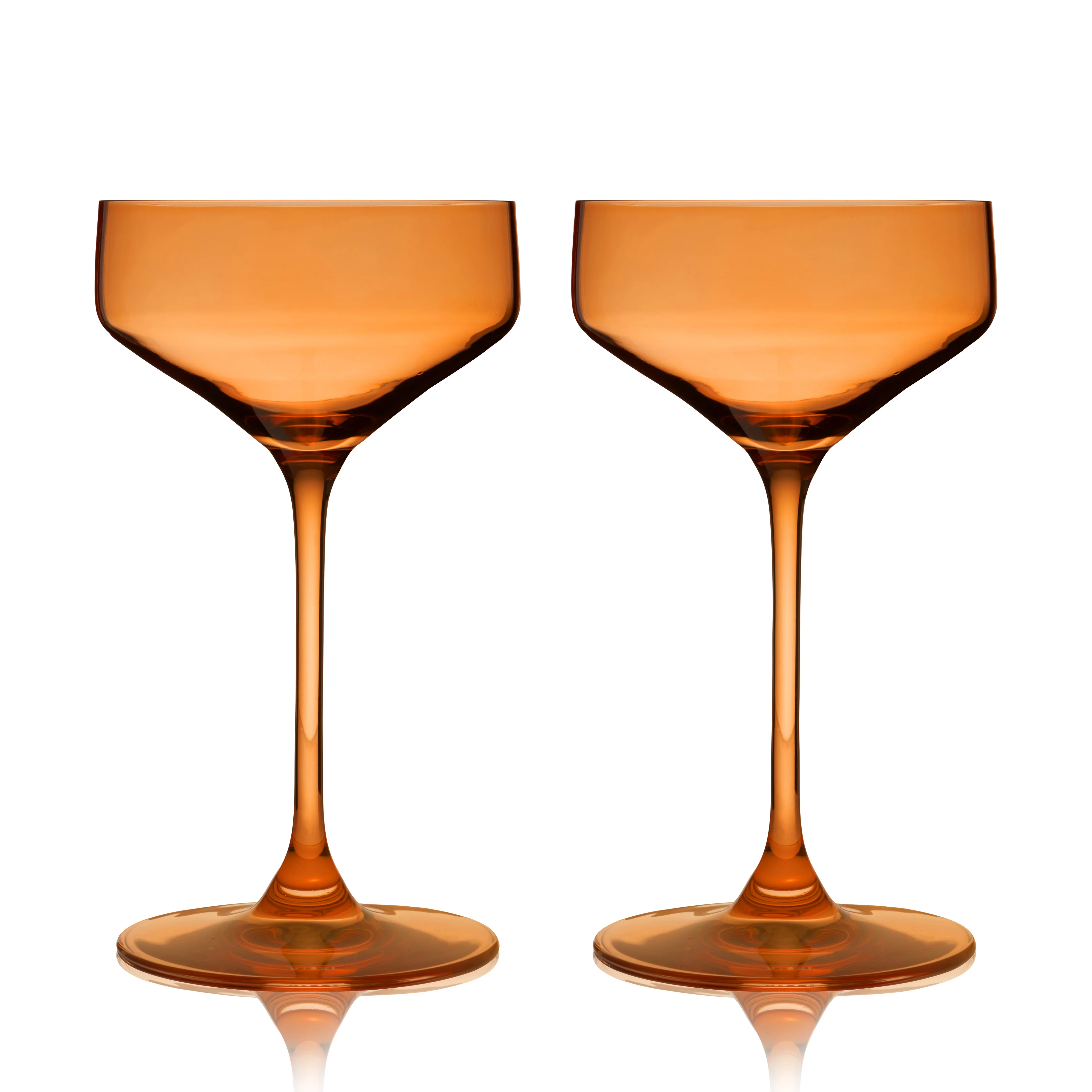 Reserve Nouveau Crystal Coupe Glasses in Amber Set of 2 - Image 4