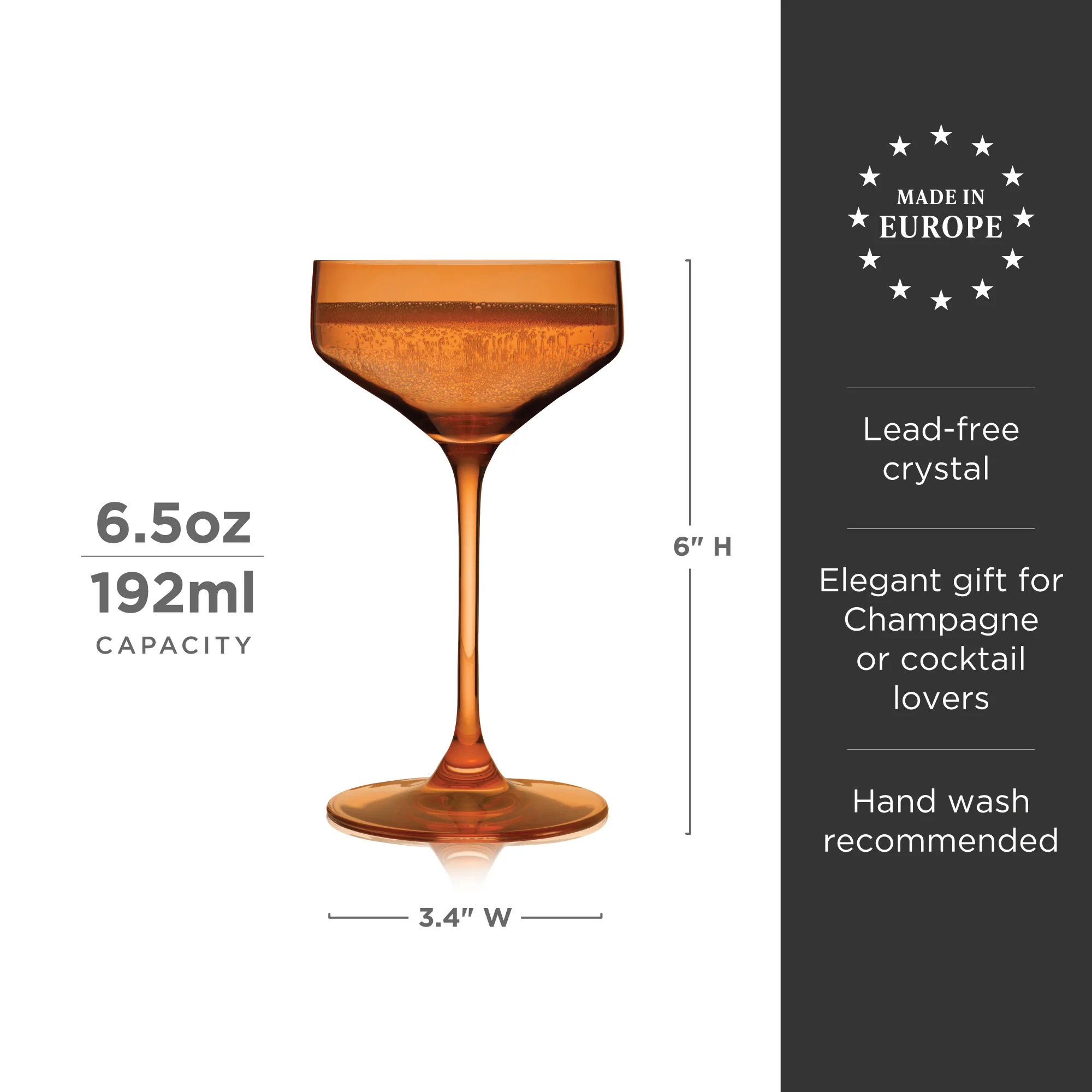 Reserve Nouveau Crystal Coupe Glasses in Amber Set of 2 - Image 6