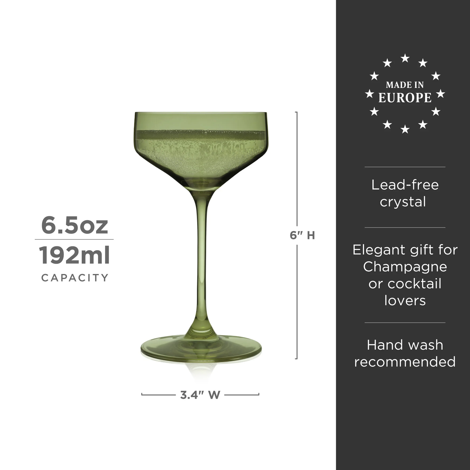 Reserve Nouveau Crystal Coupe Glasses in Sage Set of 2 - Image 6