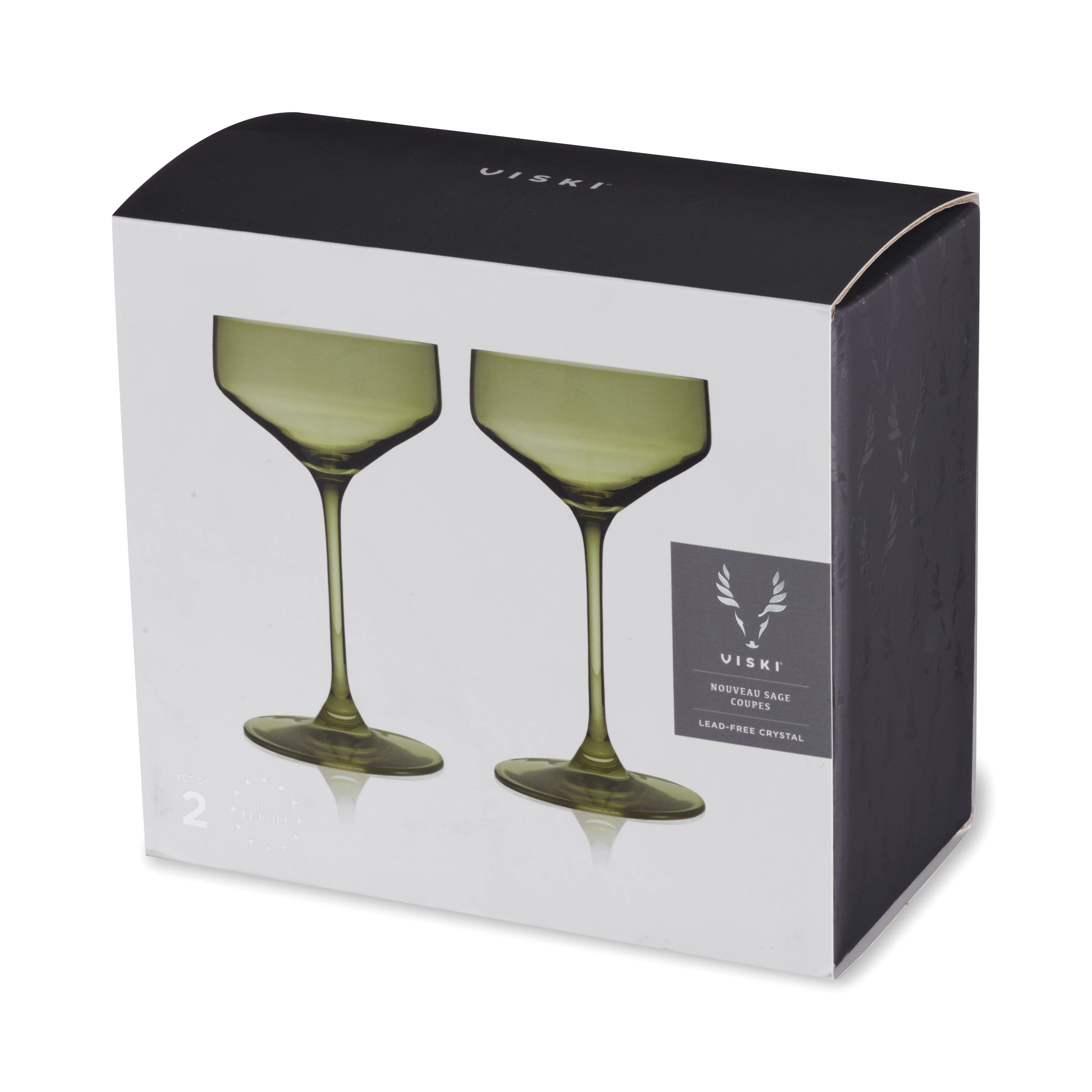 Reserve Nouveau Crystal Coupe Glasses in Sage Set of 2 - Image 7