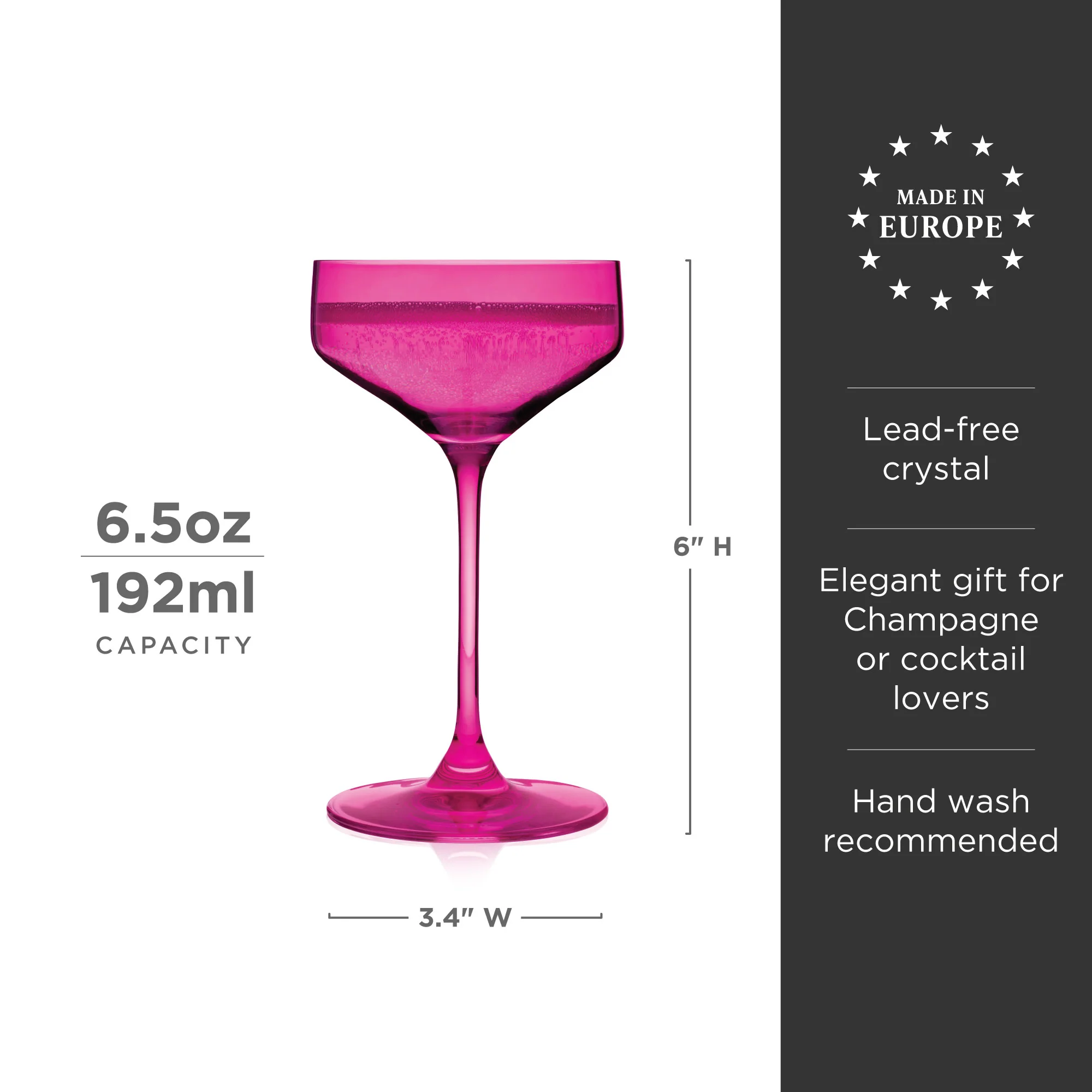 Reserve Nouveau Crystal Coupe Glasses in Berry Set of 2 - Image 6