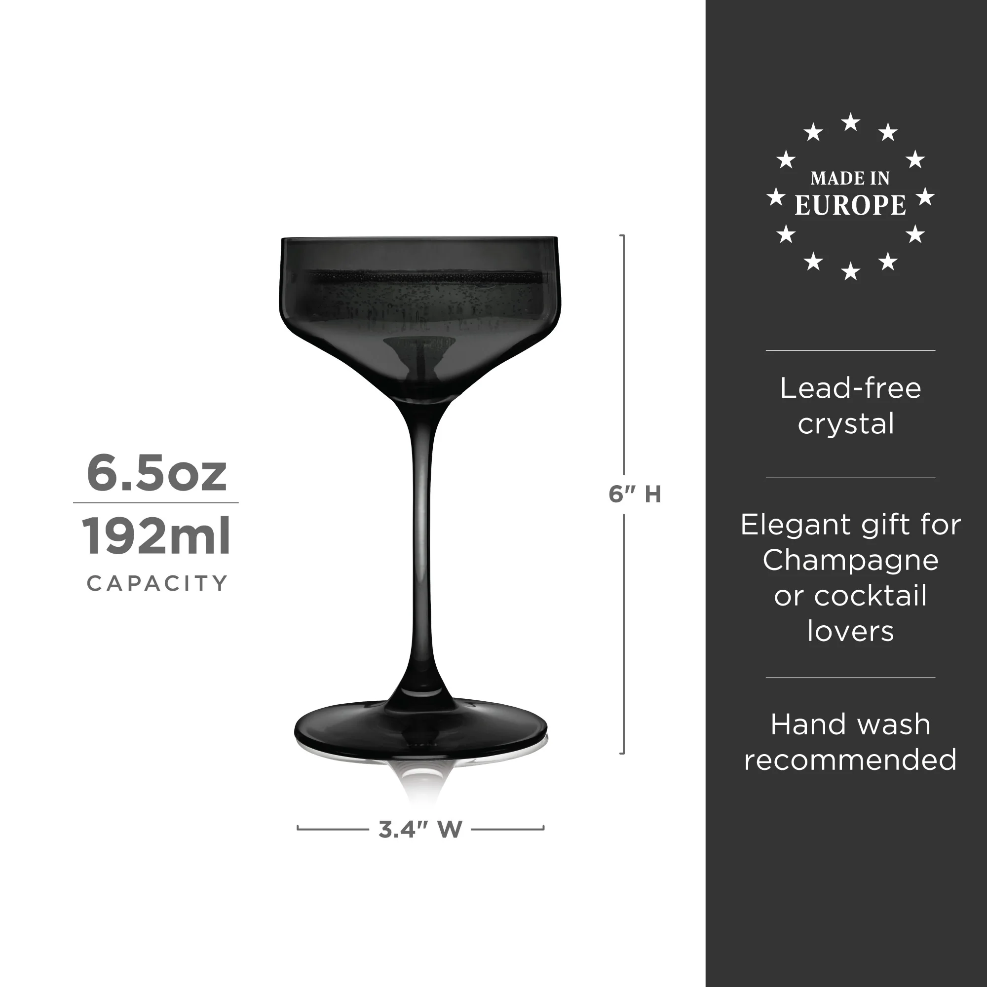 Reserve Nouveau Crystal Coupe Glasses in Smoke Set of 2 - Image 6