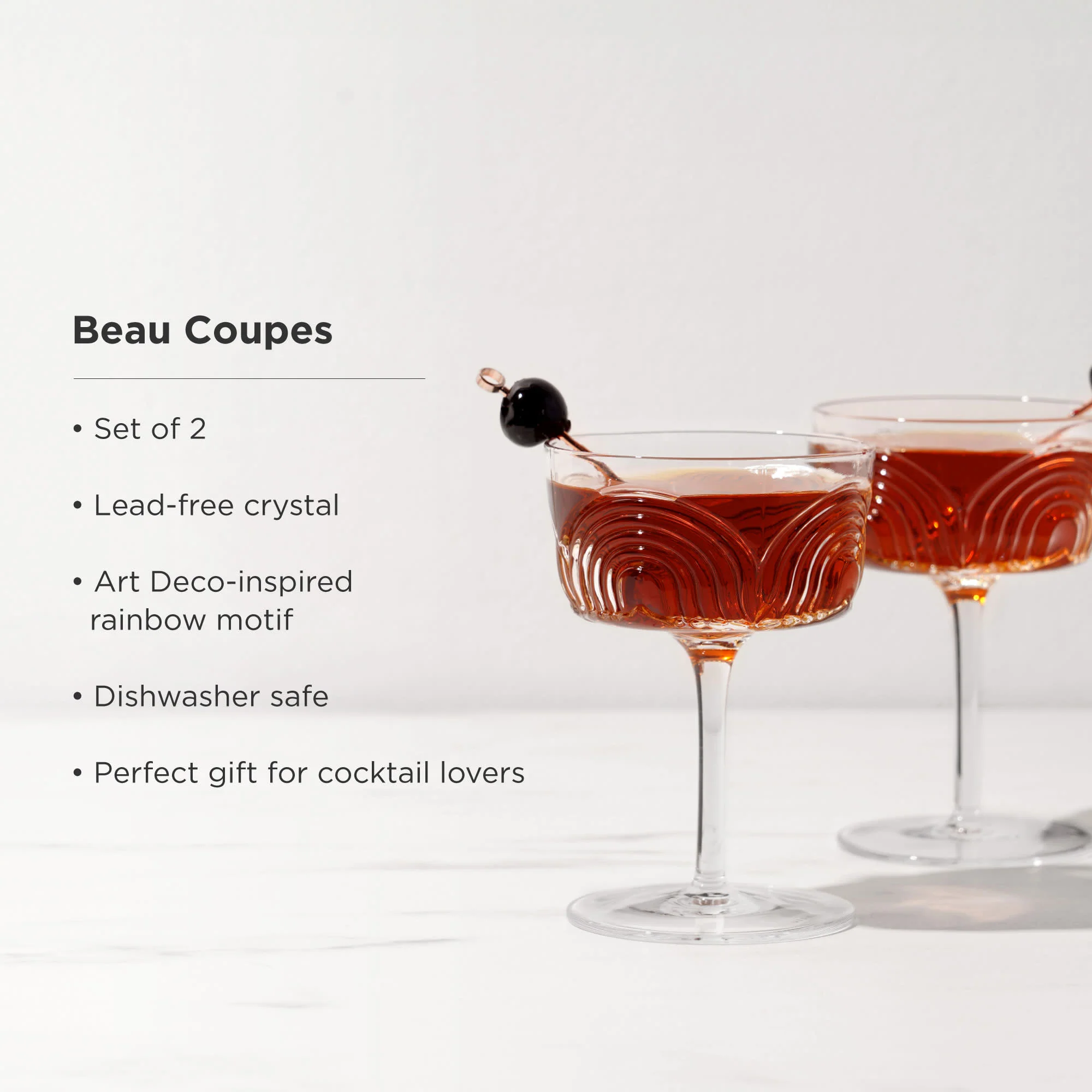 Beau Crystal Cocktail Coupes, Set of 2 - Image 5
