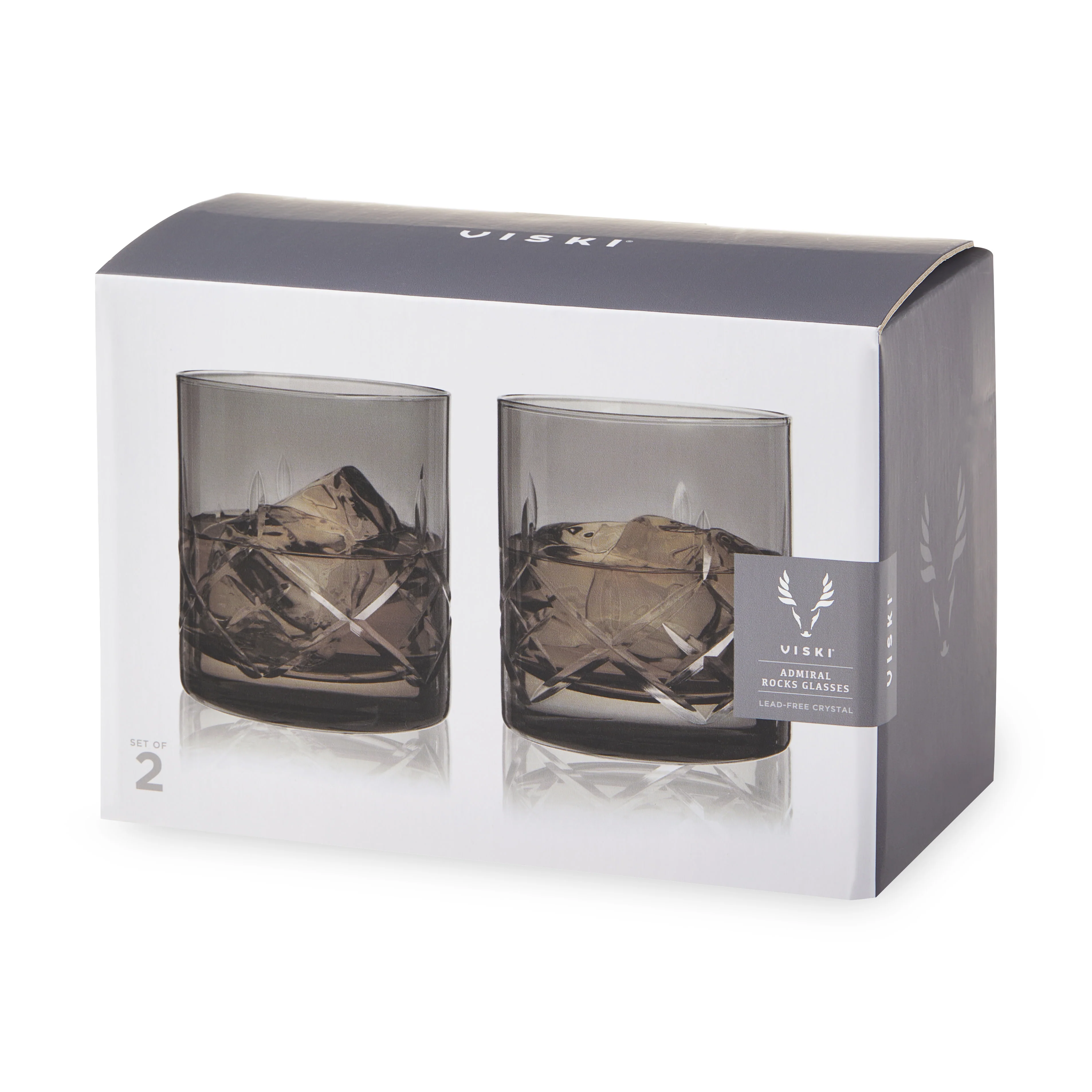 Admiral Crystal Rocks Glasses in Smoke Set of 2 - Image 7