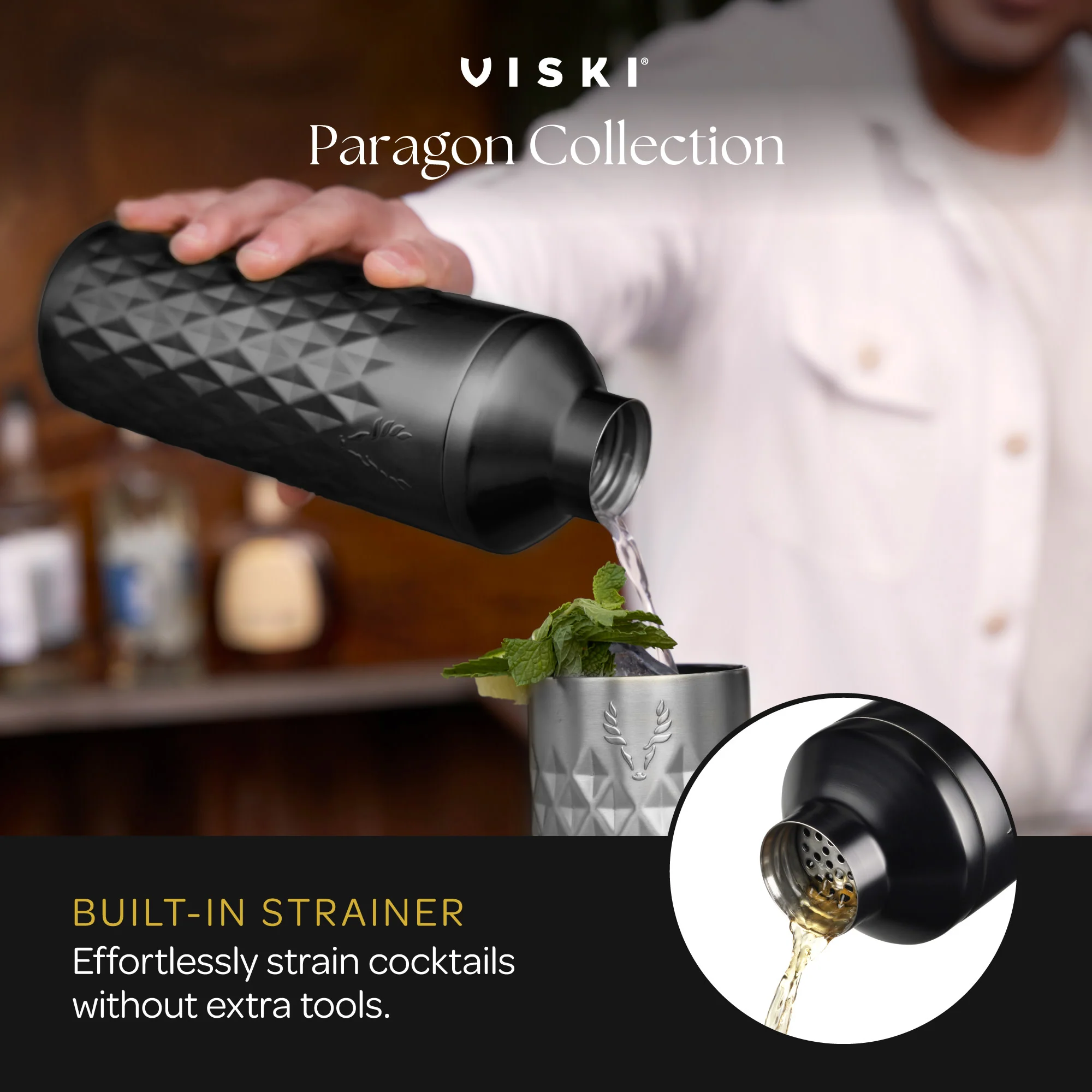 Paragon Stainless Steel Cocktail Shaker in Obsidian - Image 6