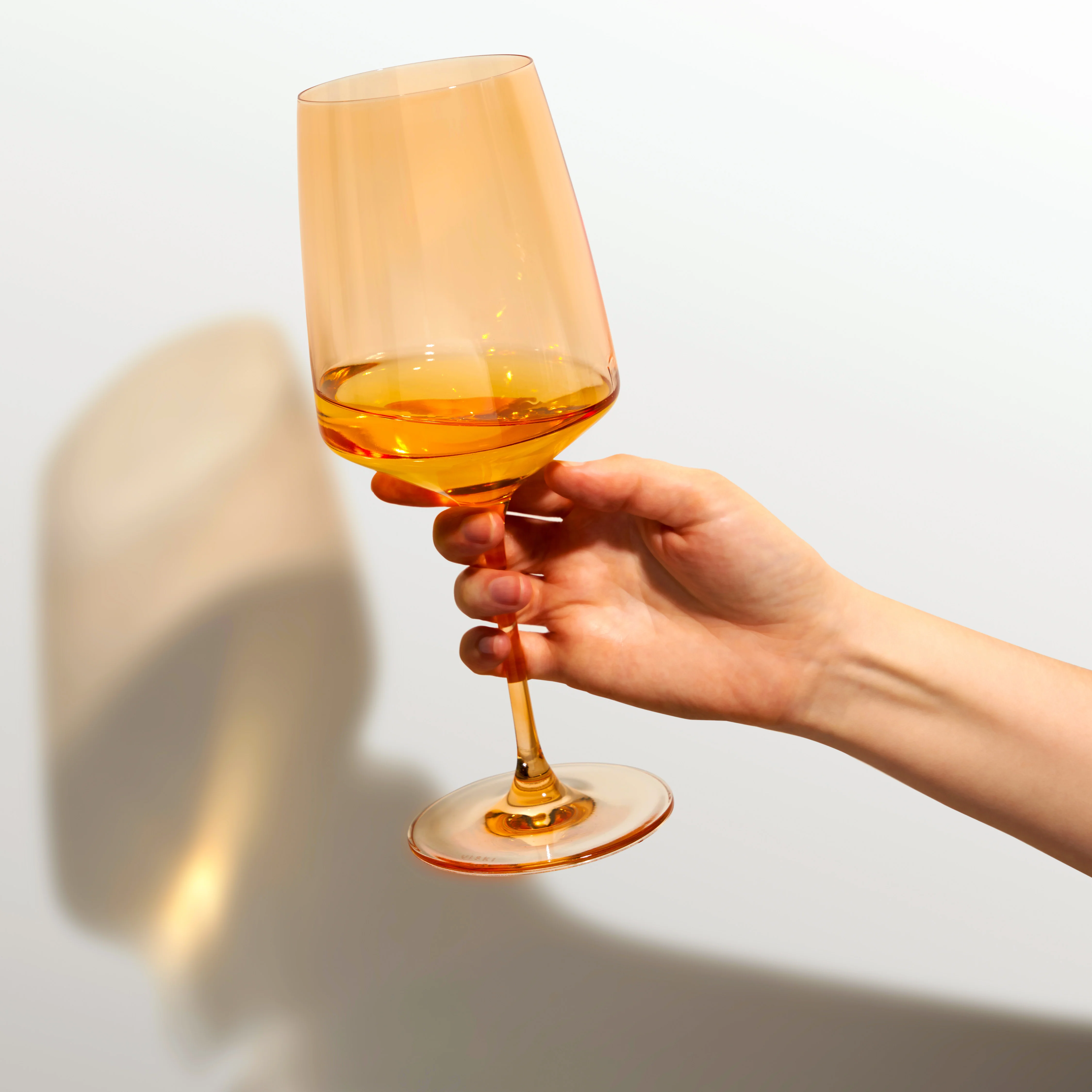Reserve Nouveau Crystal Wine Glasses in Topaz, Set of 2 - Image 2