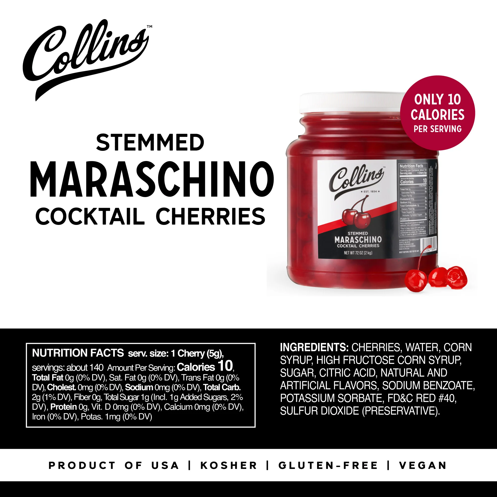 Stemmed Cocktail Cherries, 72 oz - Image 5