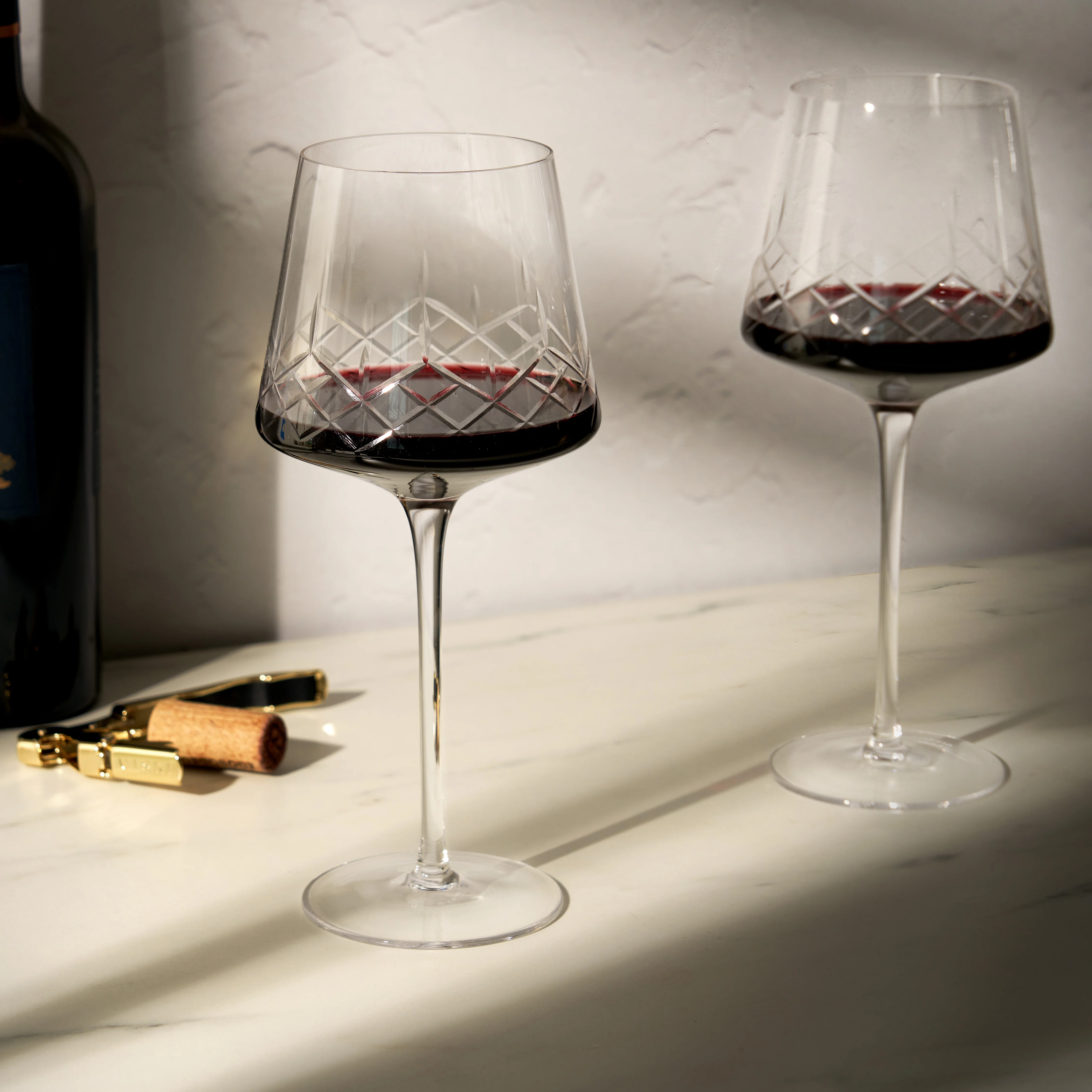 Admiral Crystal Burgundy Wine Glasses, Set of 2 - Image 2