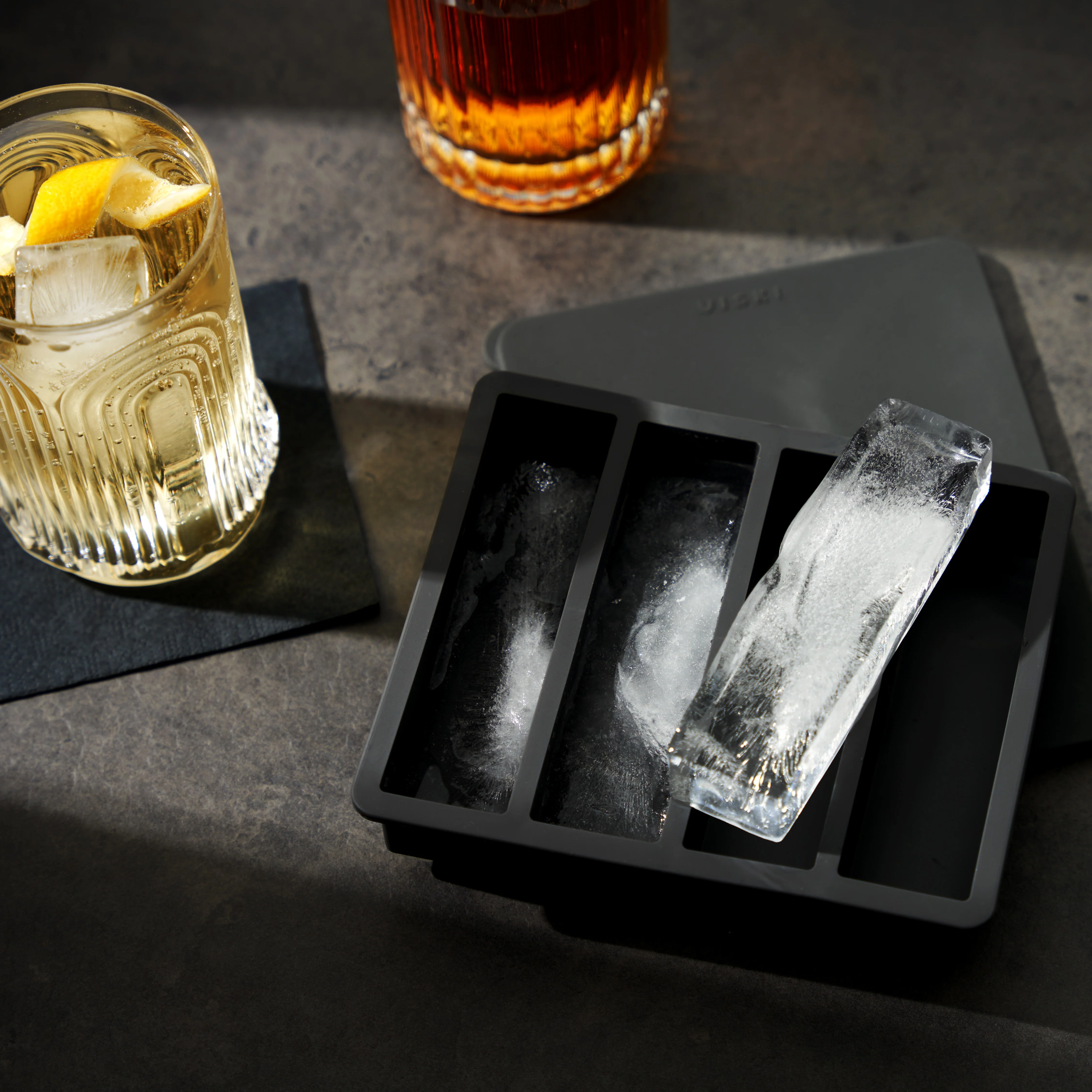 Glacier Highball Ice Cube Tray with Lid in Grey - Image 2