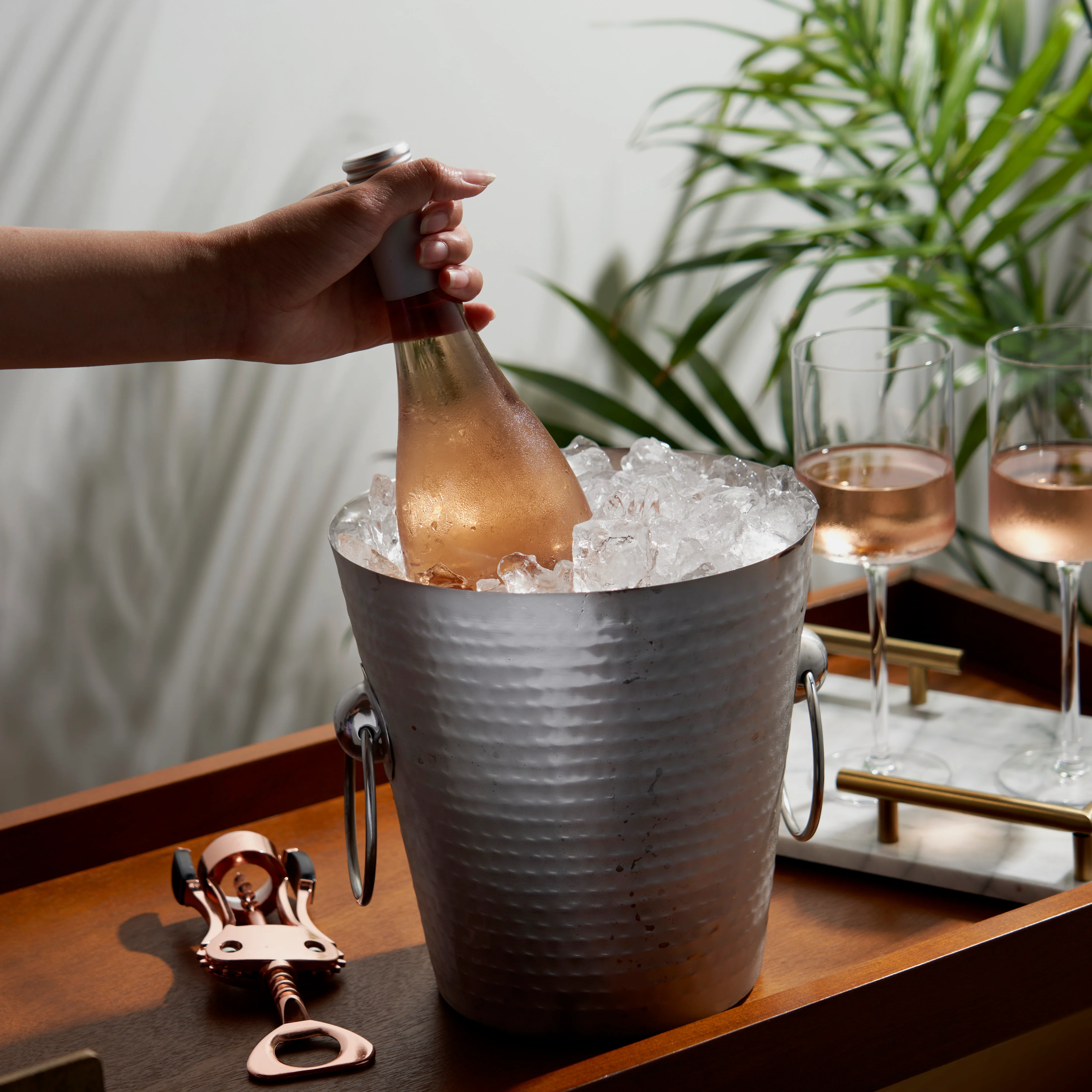 Irving Stainless Steel Hammered Ice Bucket - Image 3