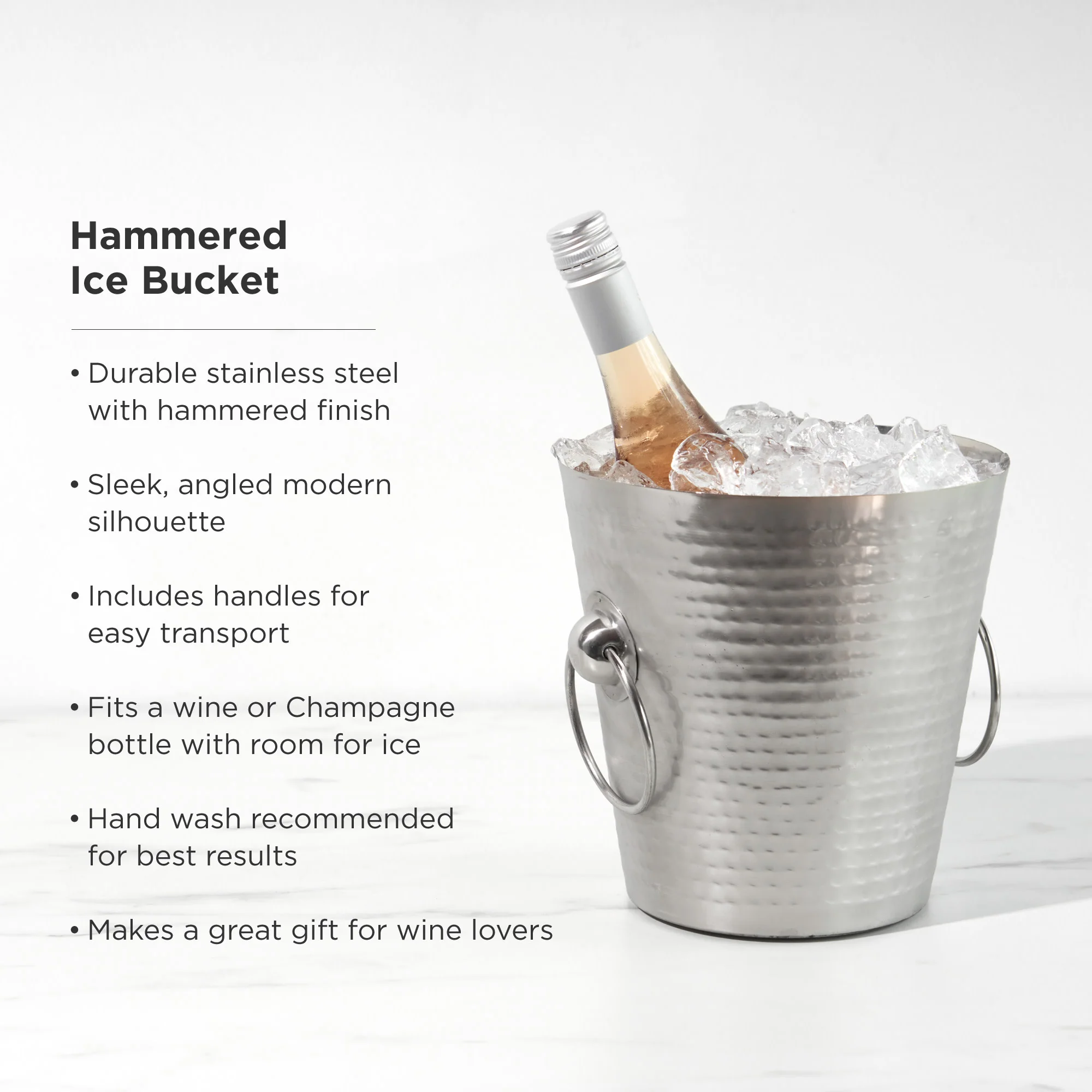 Irving Stainless Steel Hammered Ice Bucket - Image 5