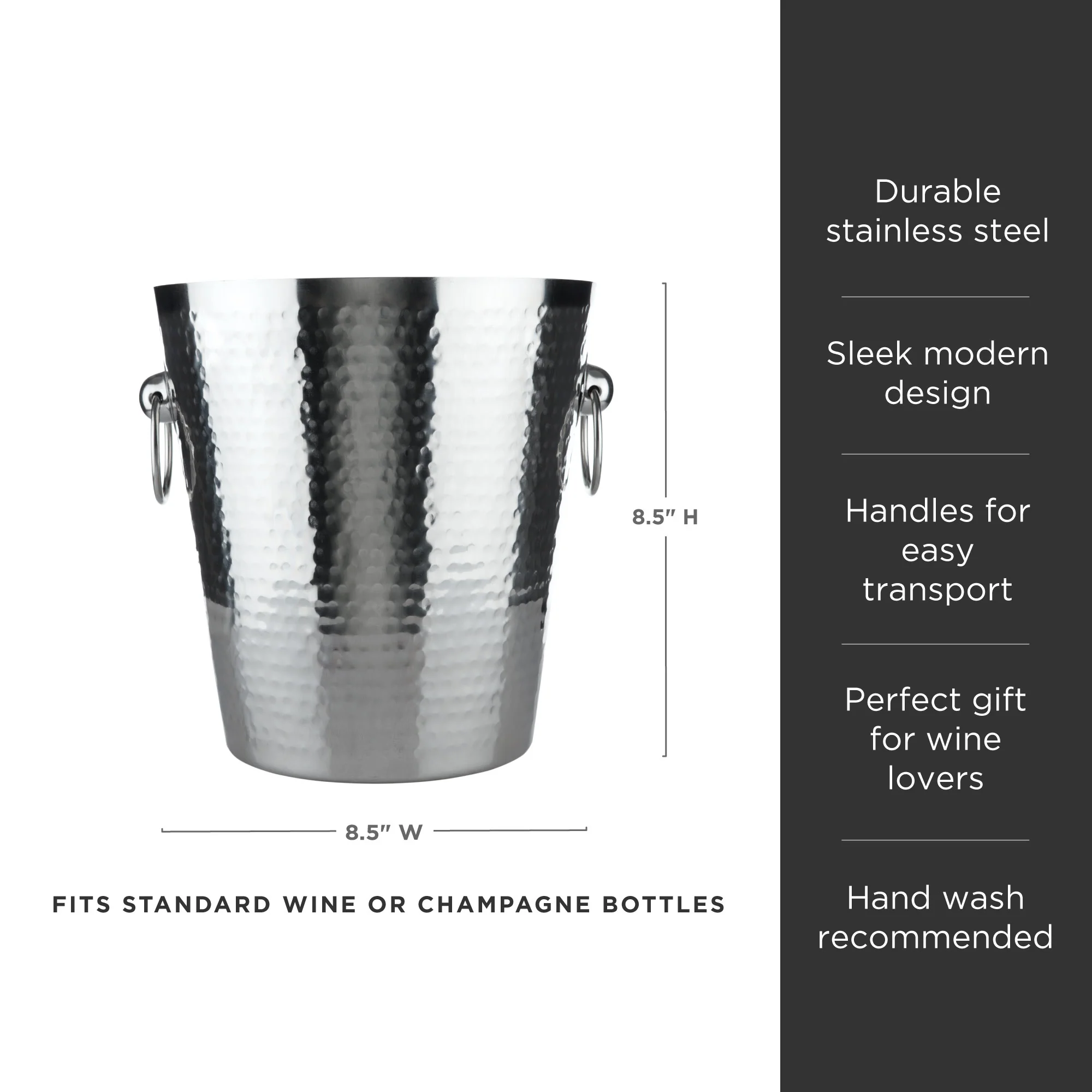 Irving Stainless Steel Hammered Ice Bucket - Image 6