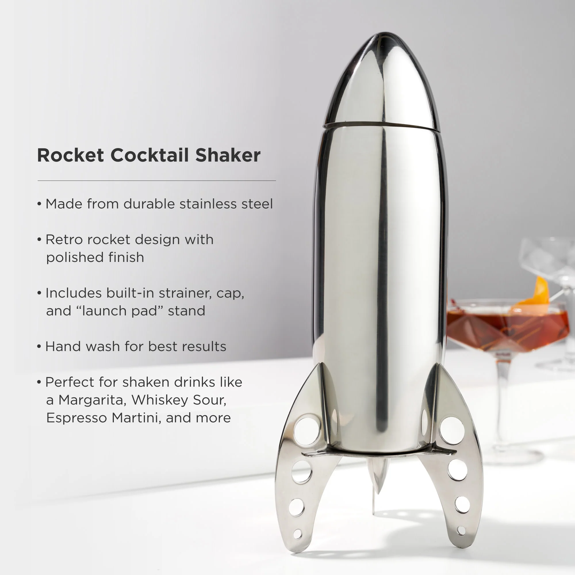 Irving Stainless Steel Rocket Cocktail Shaker - Image 5
