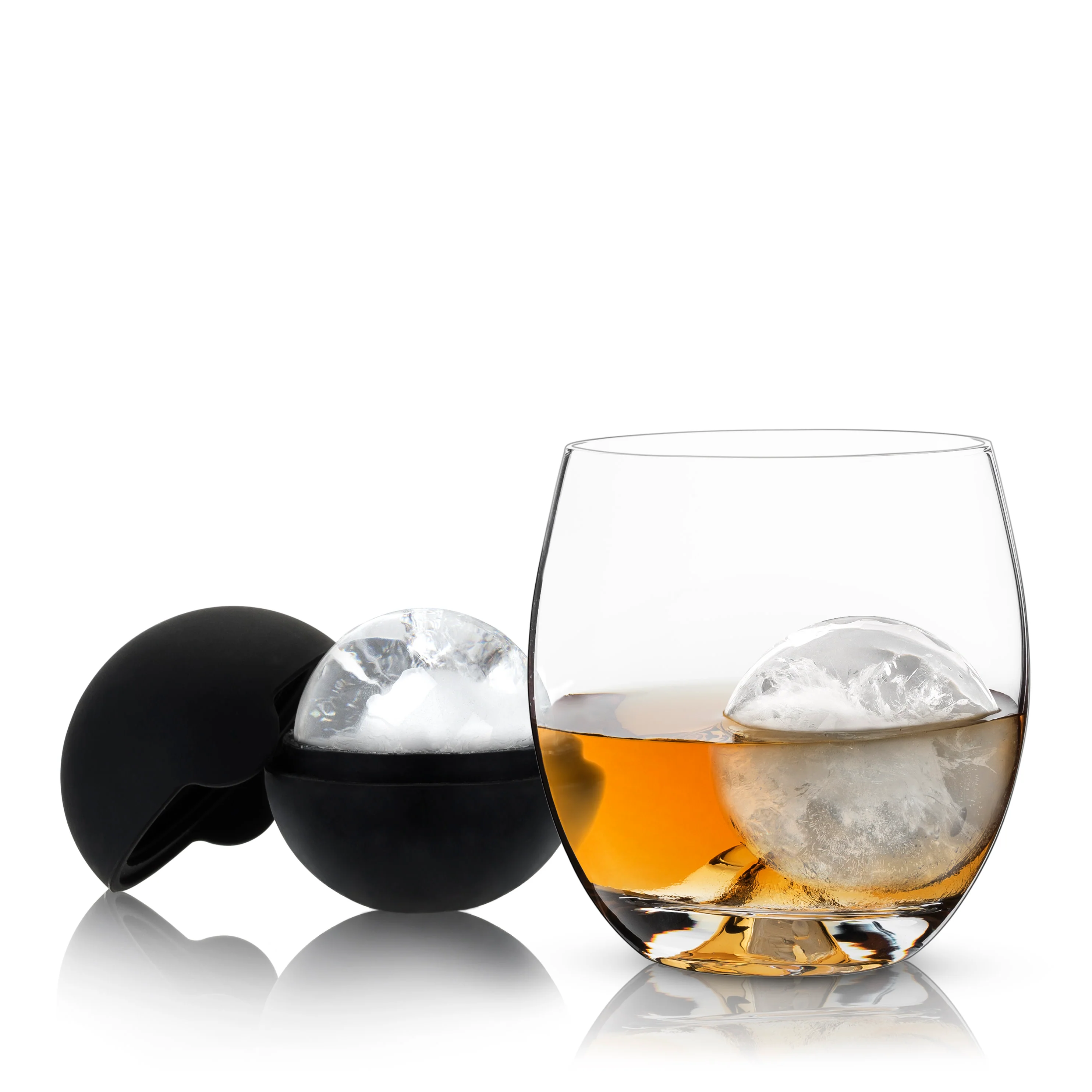 4-Piece Ice Sphere Mold and Crystal Tumbler Set - Image 3