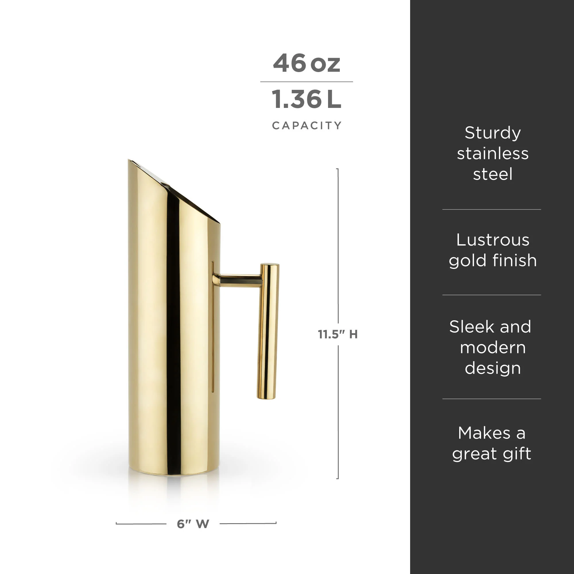 Modern Stainless Steel Pitcher in Gold - Image 6