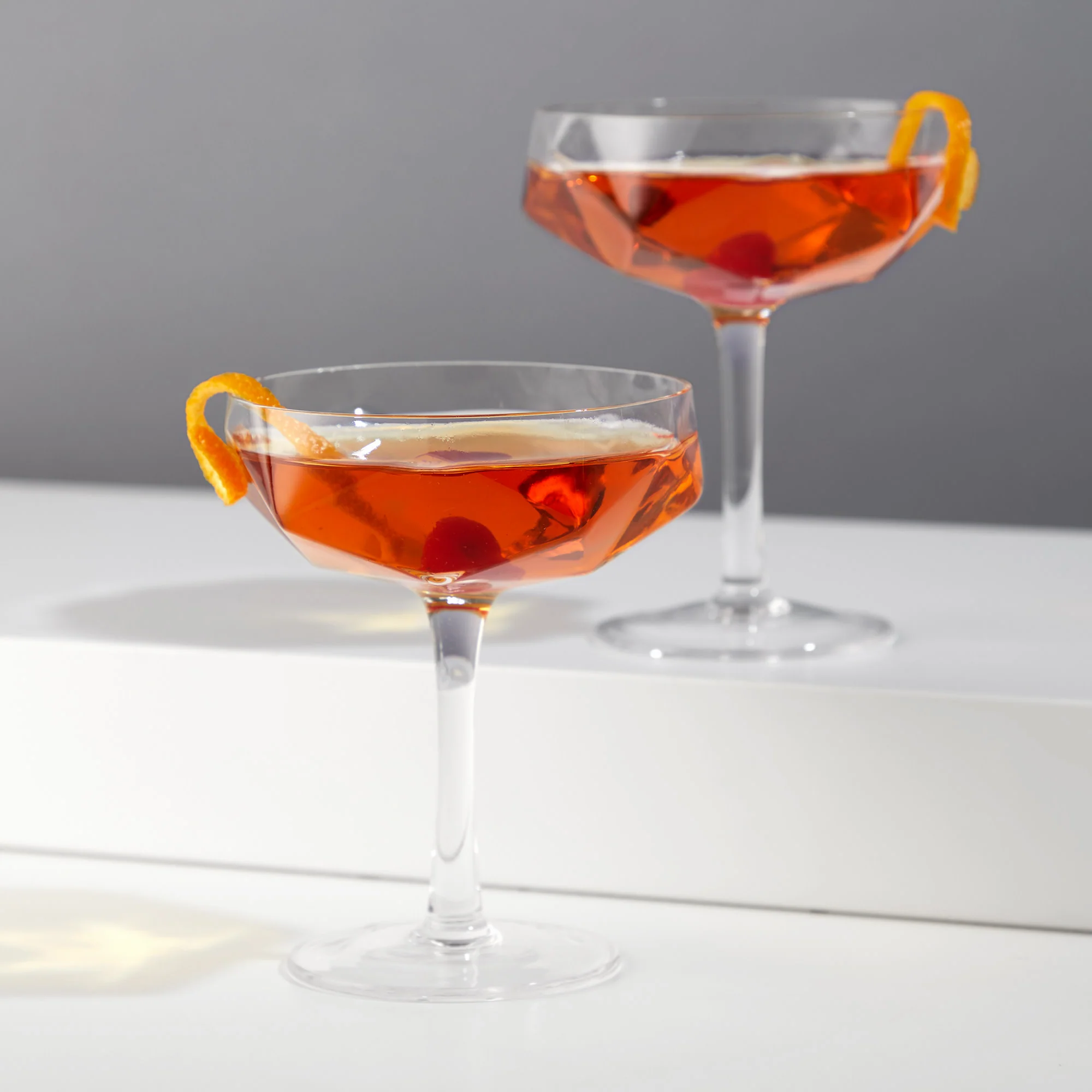Seneca Faceted Coupe Glasses Set of 2 - Image 3