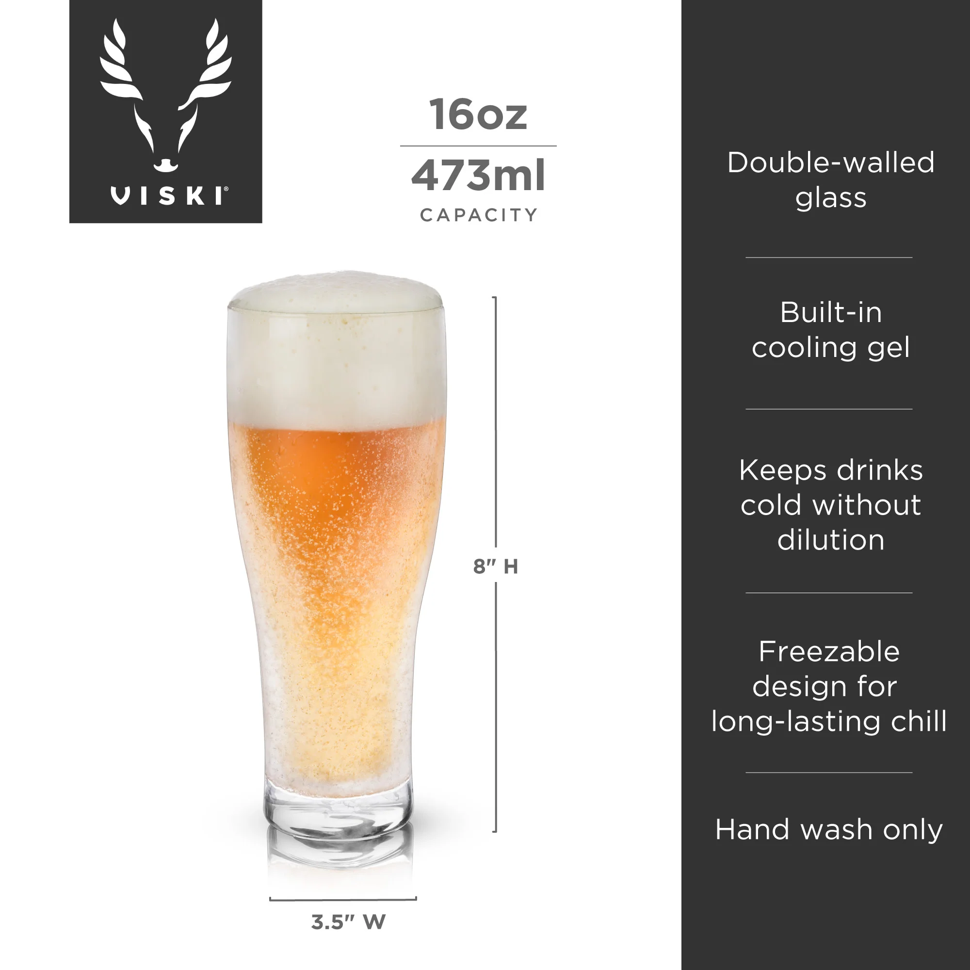 Glacier Double-Walled Chilling Beer Glass - Image 6