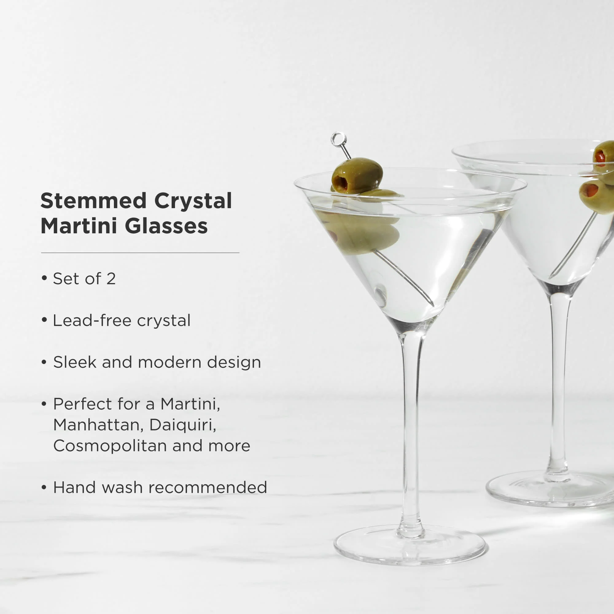 Raye Stemmed Crystal Martini Glasses Set of 2 - Image 5