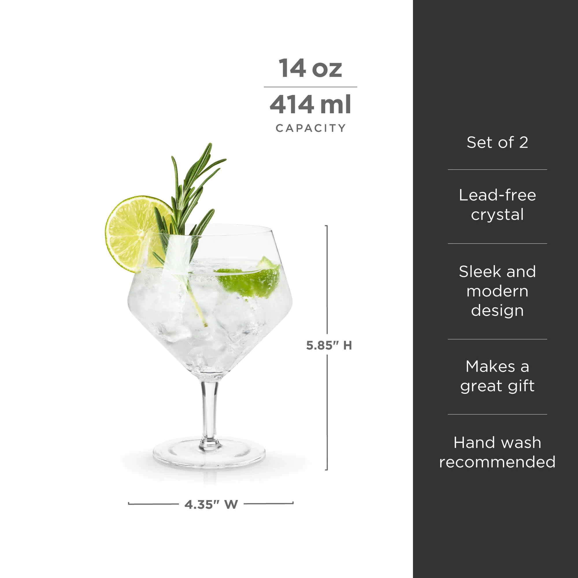 Raye Angled Crystal Gin & Tonic Glasses, Set of 2 - Image 6