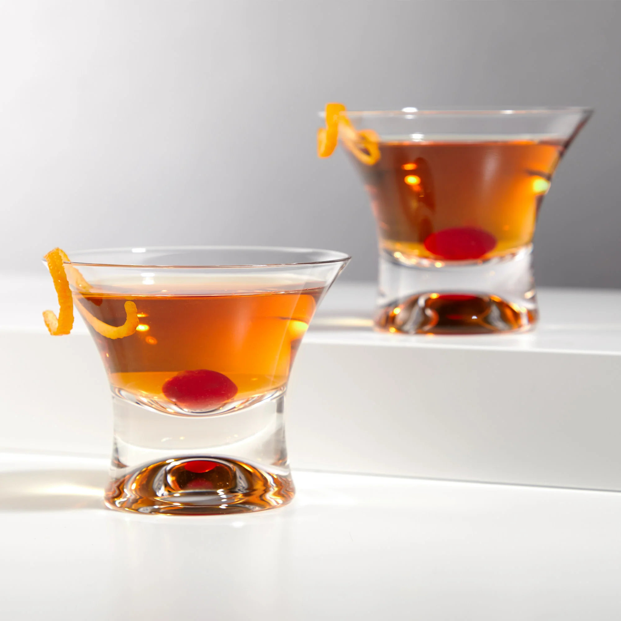 Raye Heavy Base Stemless Crystal Manhattan Glasses Set of 2 - Image 2